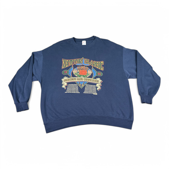 Vintage Marching Band Sweater Adult EXTRA LARGE Blue Sweatshirt Newton Classic - Picture 1 of 9